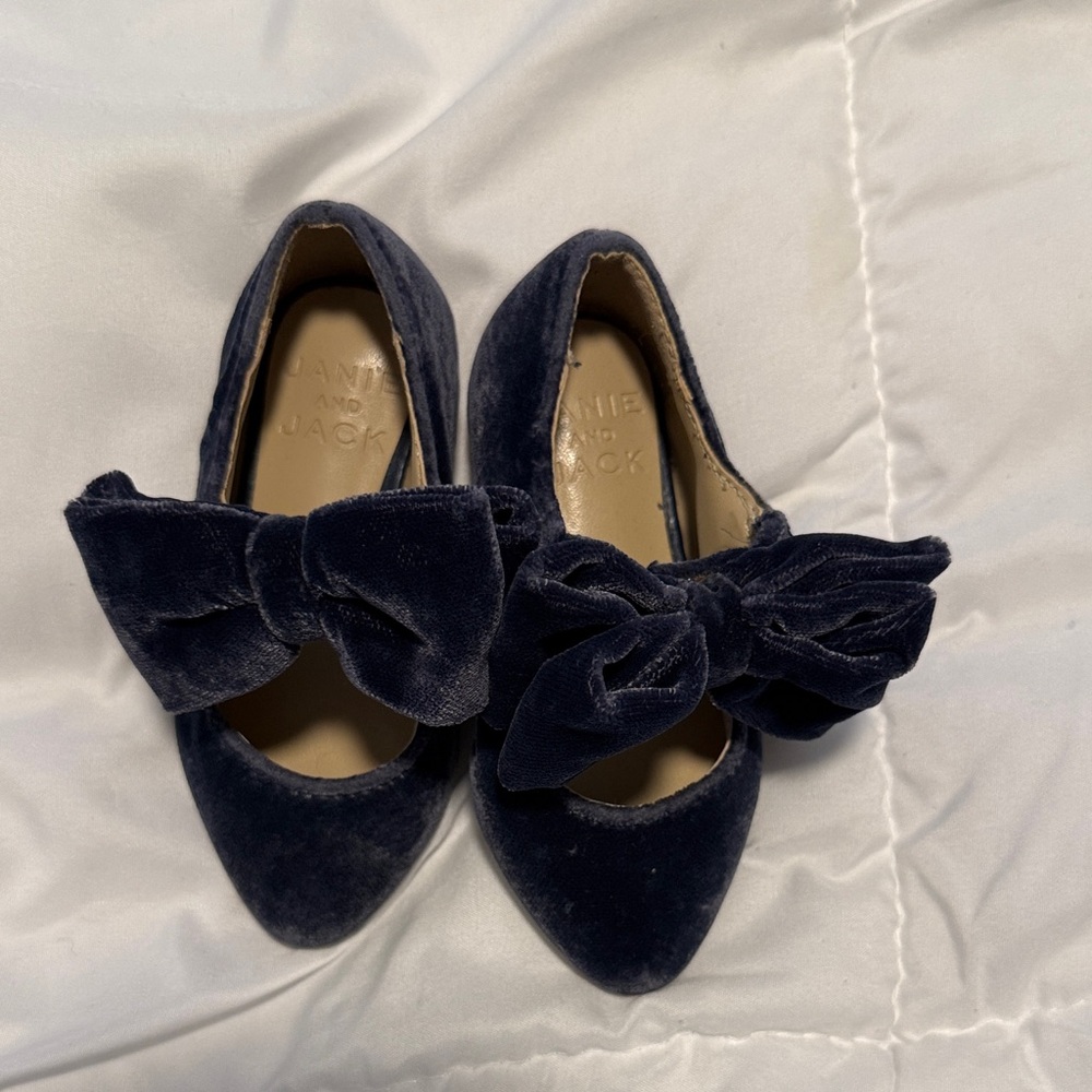 Janie and Jack Navy Velvet Kids Shoes